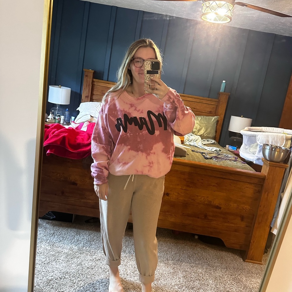 Pink Tie-Dye 'Mama' Sweater